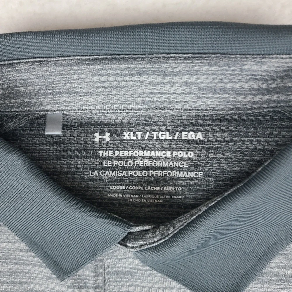 Under Armour Polo Shirt Mens XLT XL Tall Gray Heathered The Performance Loose